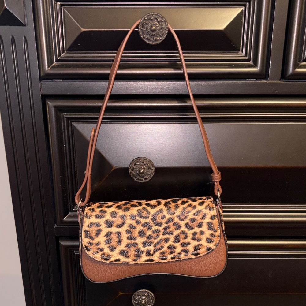 Leopard Print Brown Shoulder Bag